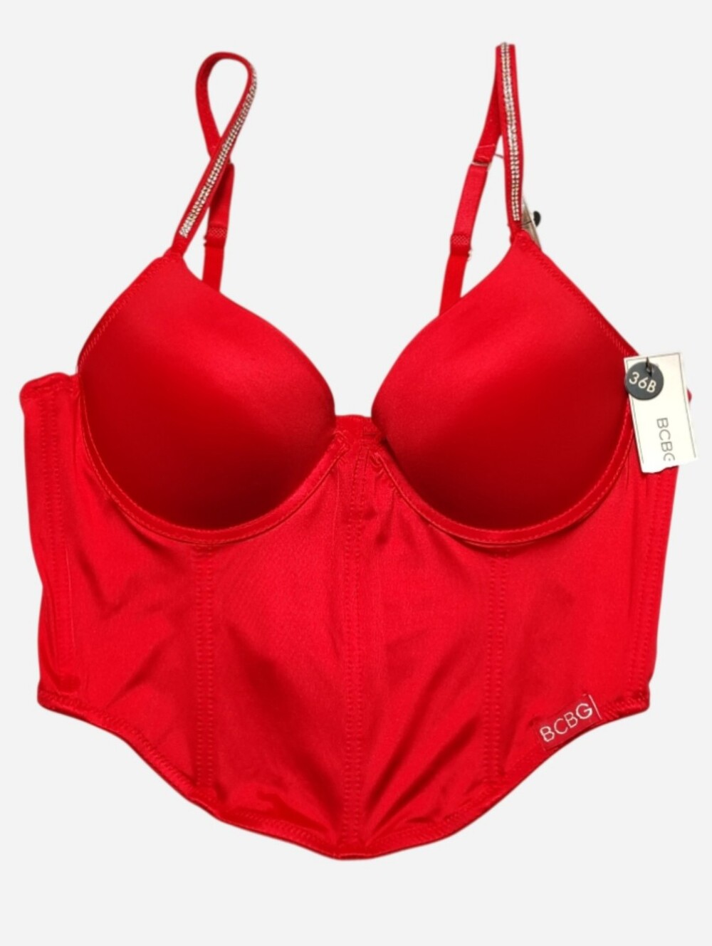 NWT BCBGeneration Vibrant Red Limited Edition Push Up Corset 36B Y2k Mcbling NEW